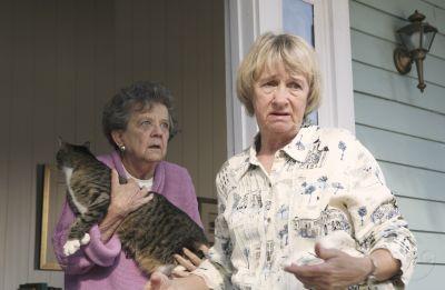 Ida Greenberg (Pat Crawford Brown) et Karen McCluskey (Kathryn Joosten) cachent des choses à la police.